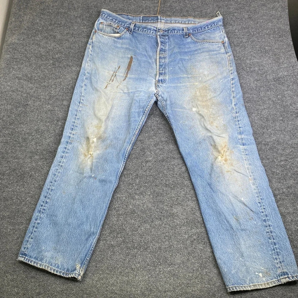 Vintage Levis 501xx Jeans Mens 46x32 Light Wash Distressed Made in USA